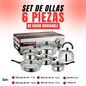 Juego de Ollas x6Pzs más tapas de vidrio